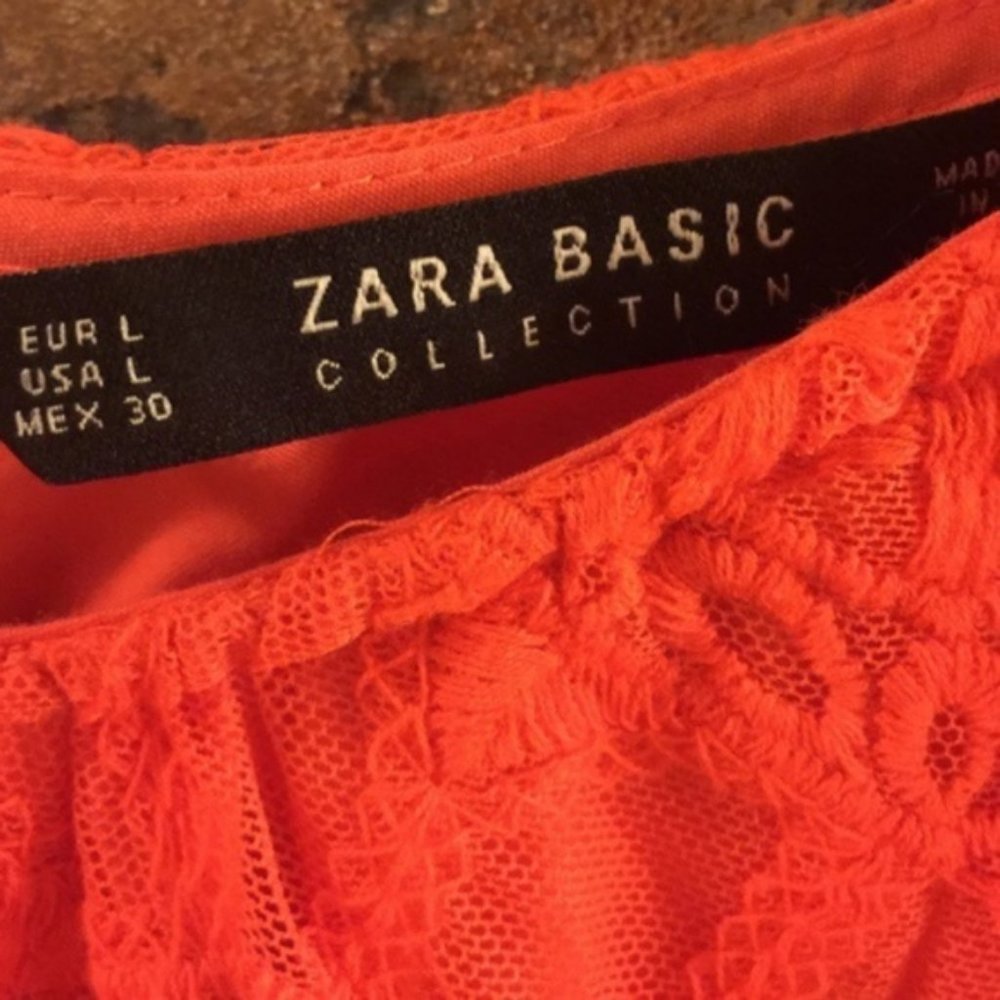Zara Basic Collection Orange Lace Lined Dress - image 8